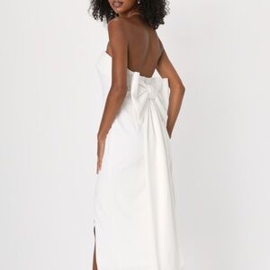 Lulus Fabulous Phenomenon White Strapless Bow Midi Dress - Size XL